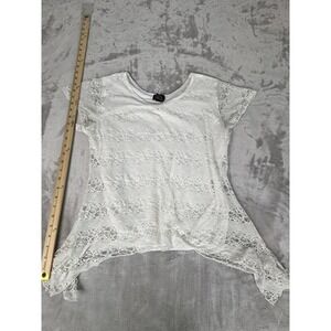 Vintage Shannon Ford‎ Blouse Top Womens Xl White Lace Overlay Stretchy Lined